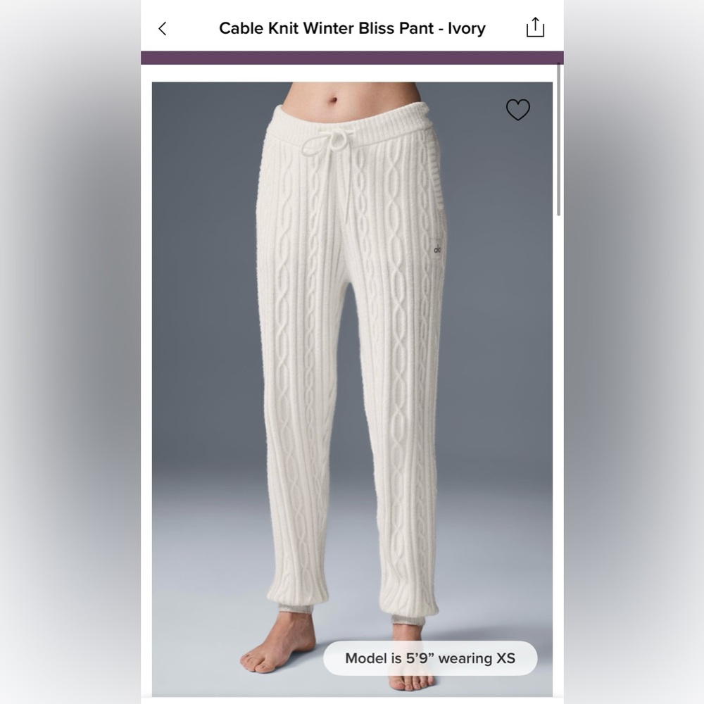 Alo Yoga | Cable Knit Winter Bliss Pant | Ivory